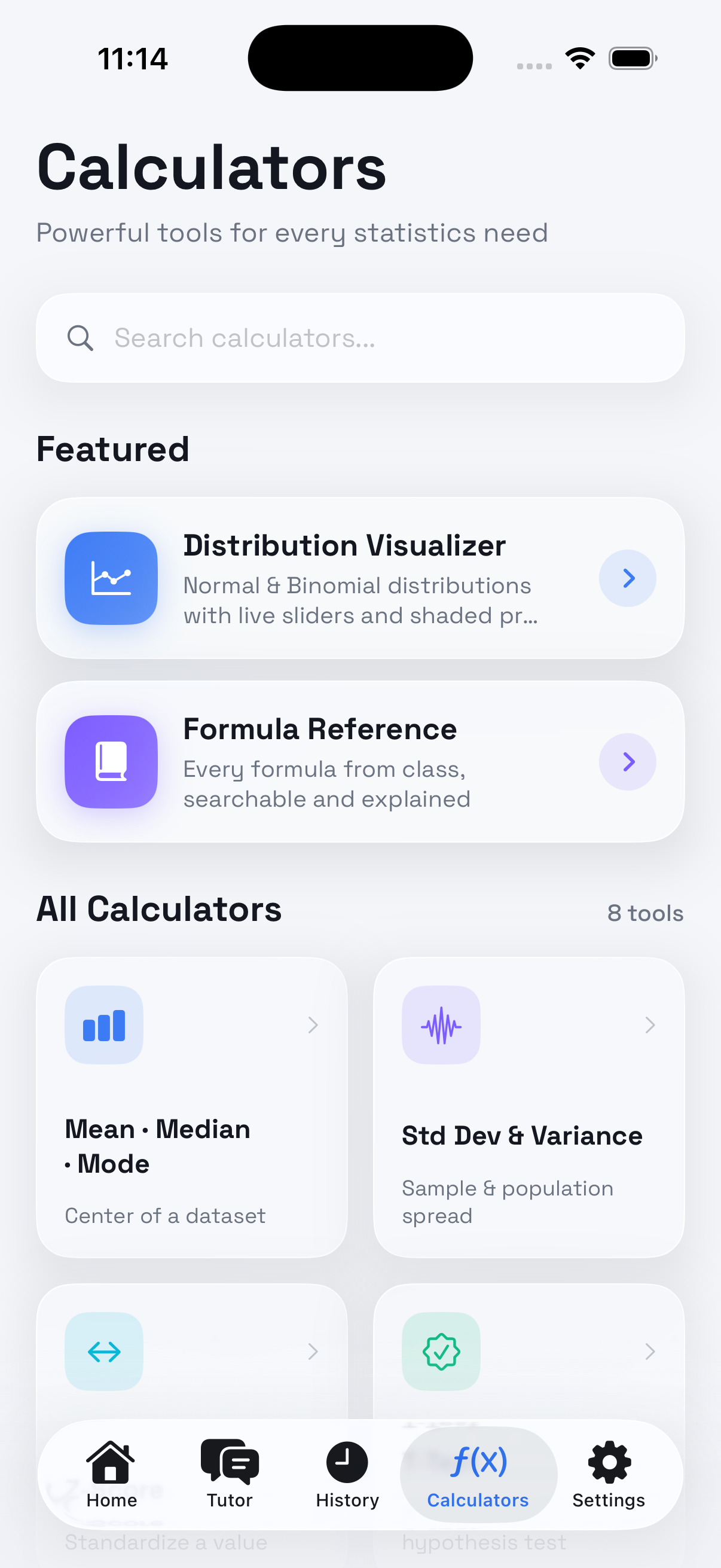 Shade breakdown and collection screen